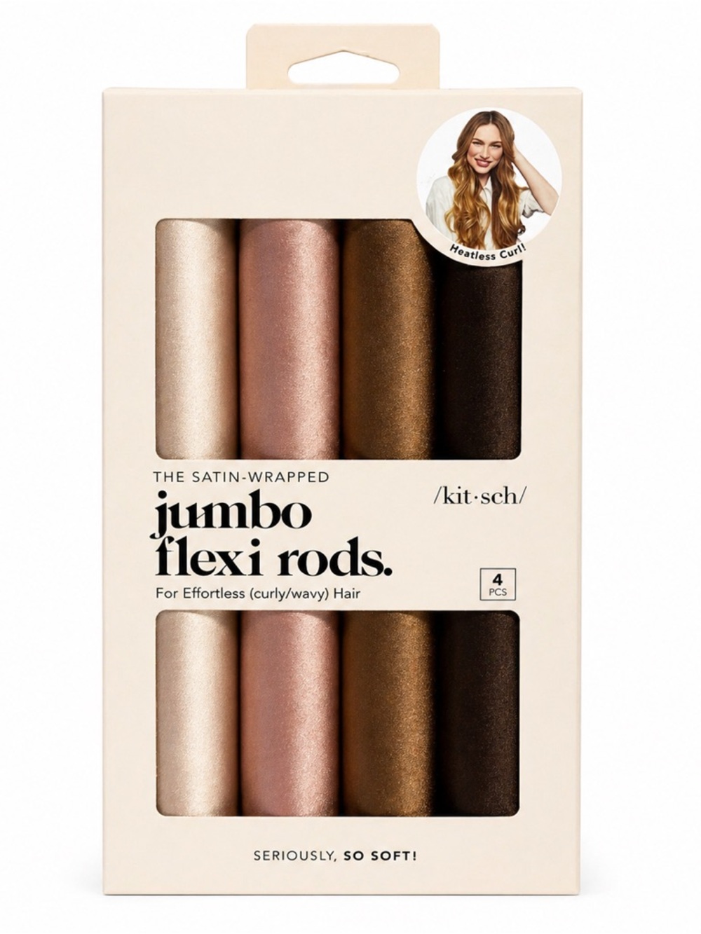 Kitsch Satin Wrapped Jumbo Flexi Rods Heatless Curl Set Luxury Hair Styling Kit